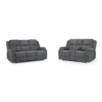 Dexter Electric Recliner Sofa Grey Fabric 3+2 Set