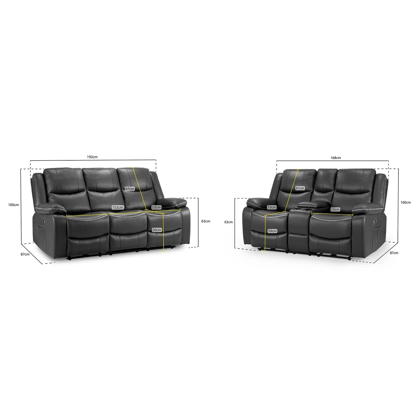 Dexter Electric Recliner Sofa Black 3+2 Set