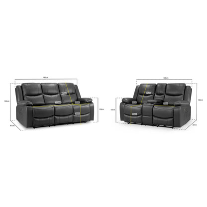 Dexter Electric Recliner Sofa Black 3+2 Set