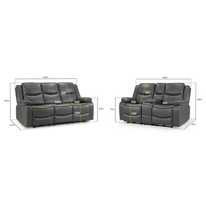 Dexter Electric Recliner Sofa Grey 3+2 Set