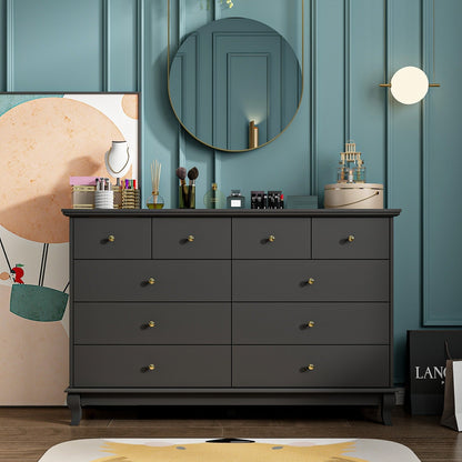 10 Drawer Double Dresser for Bedroom White Dresser Wide Storage