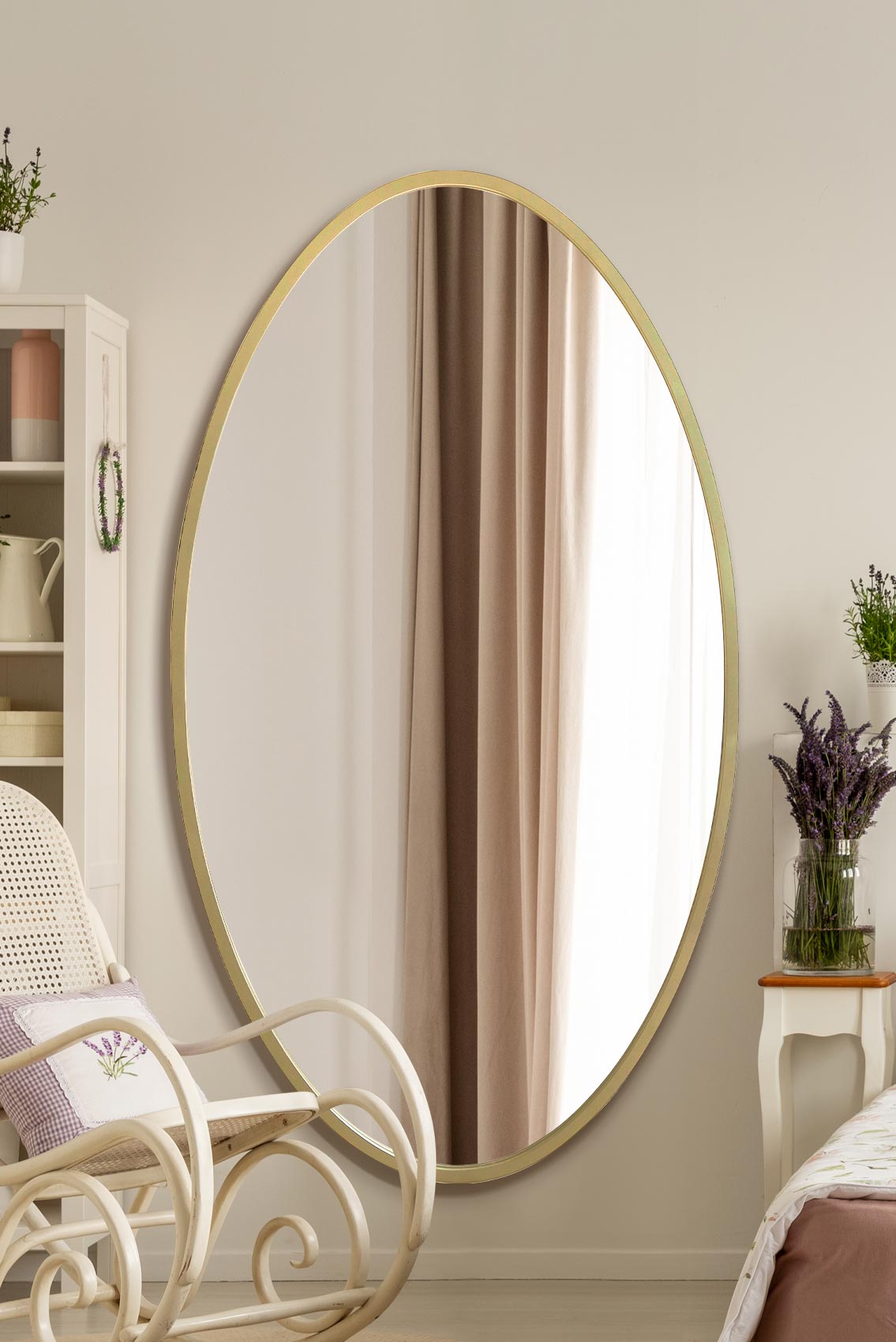 The Avery - New Gold Metal Framed Oval Wall Mirror 71 X 39 (180 x 100CM)