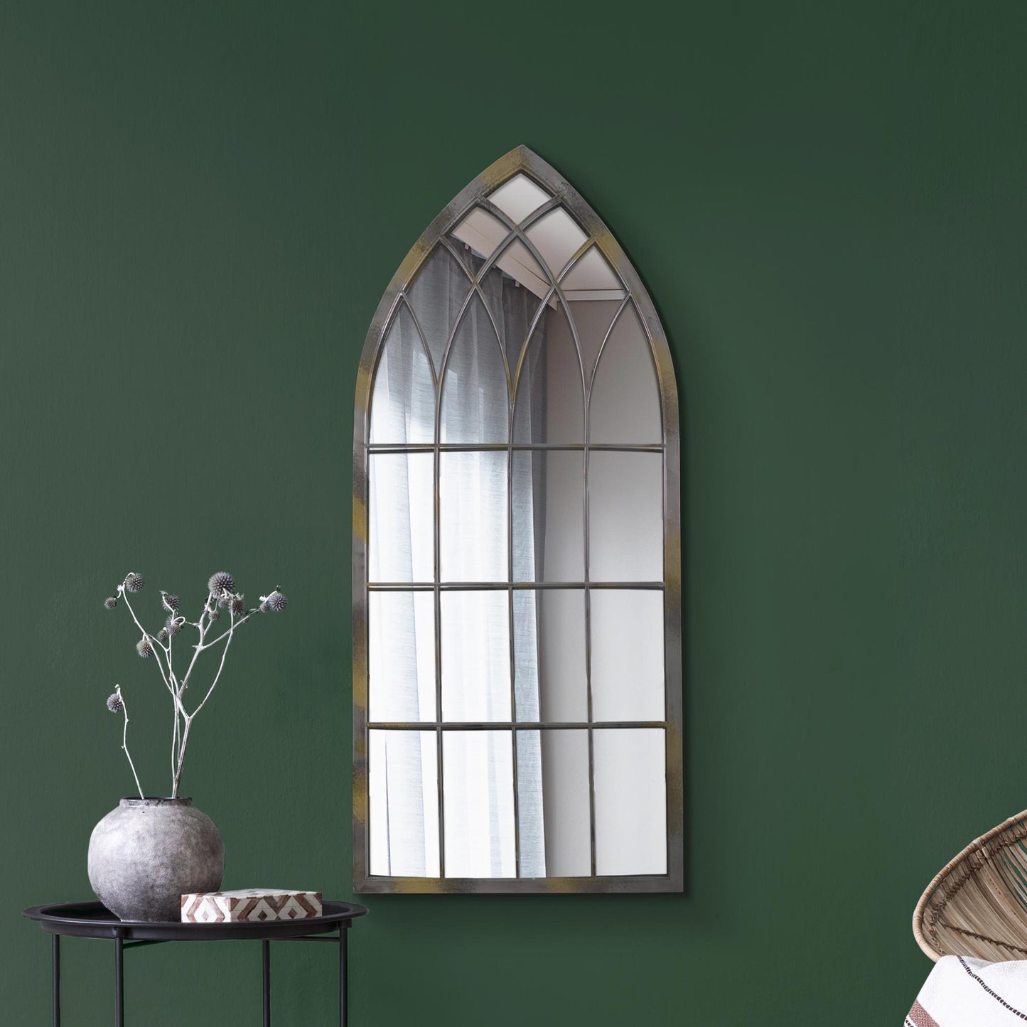 The Rosie - Rustic Metal Arched Decorative Wall or Leaner Mirror 46 X 20 (115CM X 50CM)