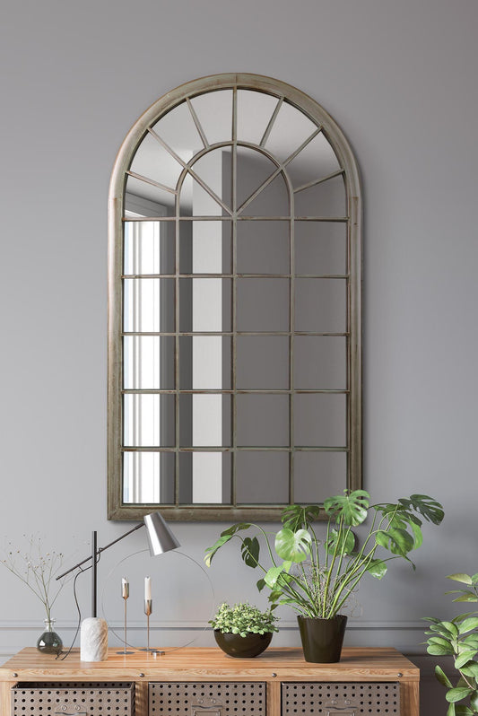 The Rosie - Country Rustic Framed Arched Leaner Metal Wall Mirror 51 X 30 (129CM X 76CM)