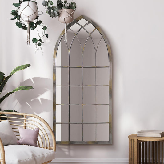 The Rosie - Extra Large Rustic Metal Arched Decorative Wall or Leaner Mirror 63 X 28 (161CM X 72CM)