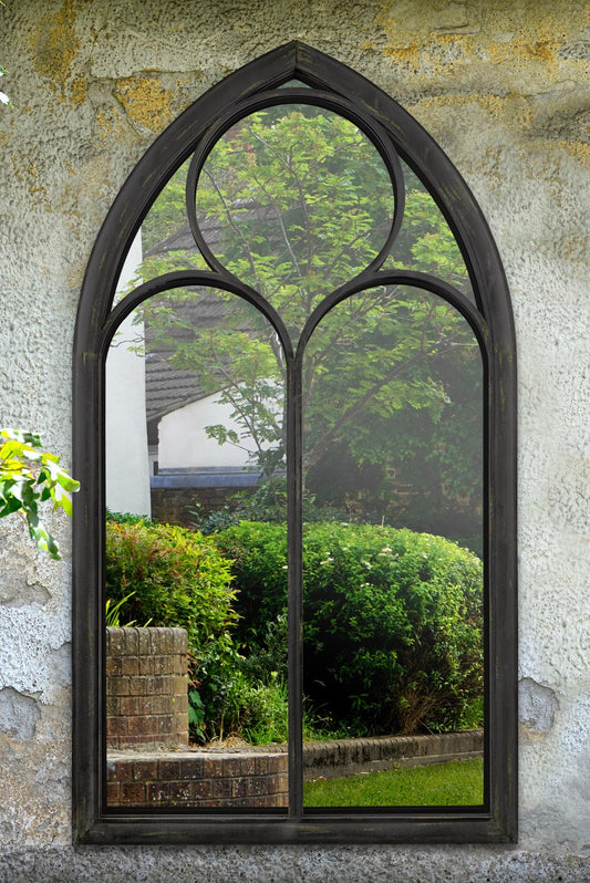 Rosie Chapel Arch Large Black Garden Mirror 150 x 81 CM