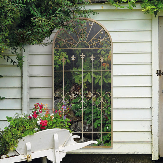 Rosie Gothic Arch Stone Coloured Large Garden Mirror 5ft3x 2ft6 160cm X 75cm