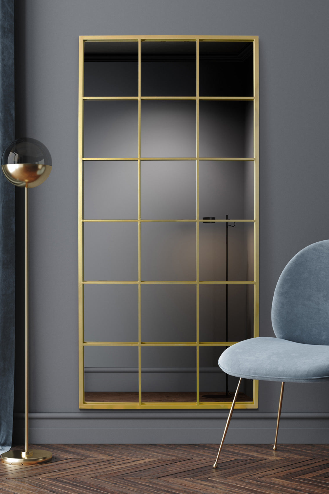 The Elma - Gold Modern Window Leaner / Wall Mirror 69 X 33 (174CM X 85CM)