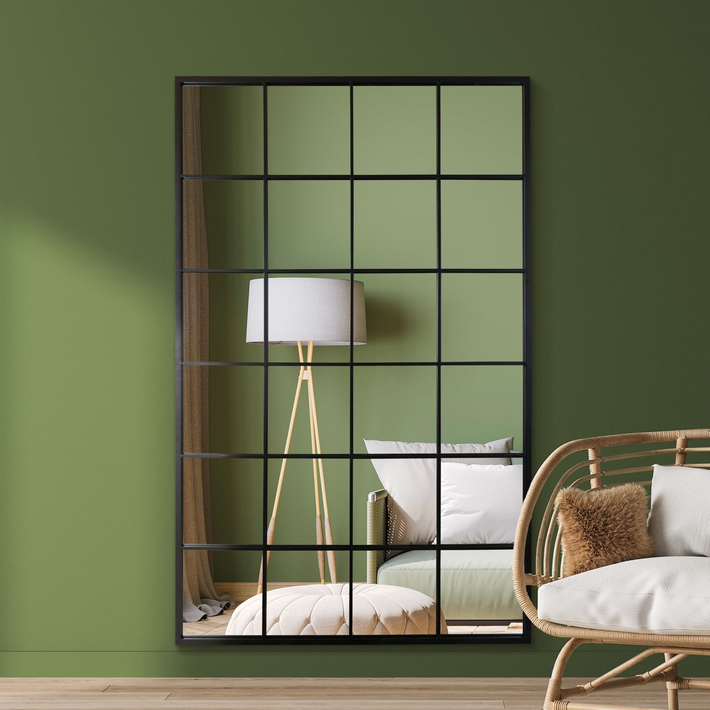The Emery - Black Modern Window Garden Wall Mirror 69 X 43 (174CM X 110CM)