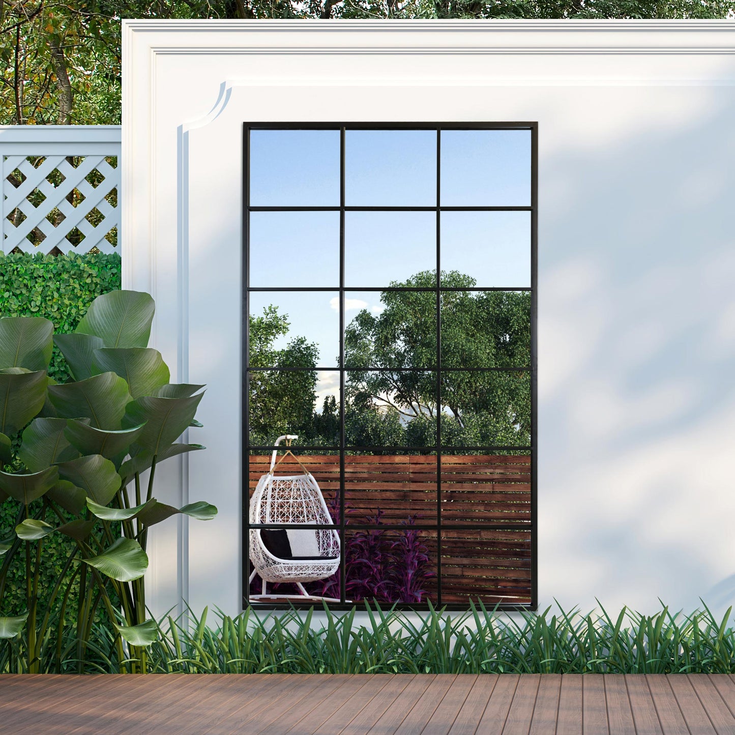 The Emery - Black Modern Window Garden Wall Mirror 79 X 47 (200CM X 120CM)
