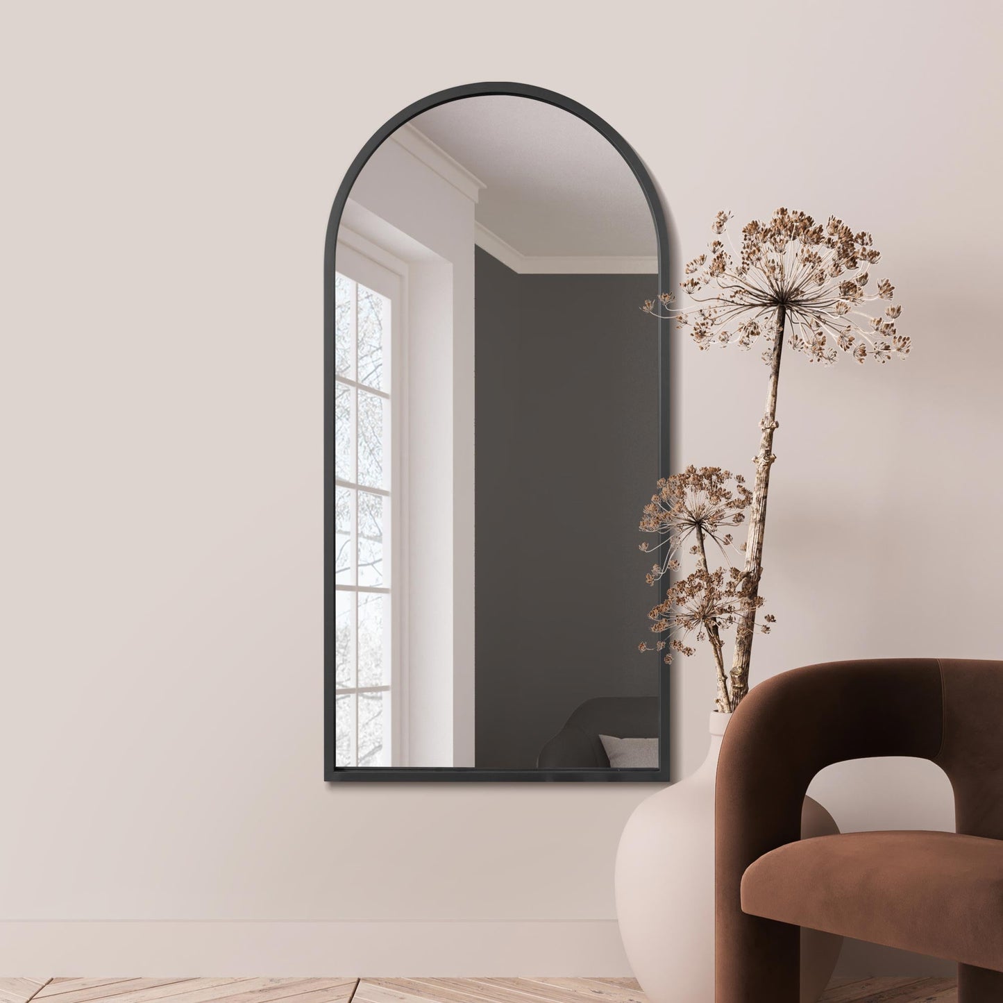 The Perry - Black Framed Arched Leaner/Wall Mirror 55 X 27.5 (140CM X 70CM)
