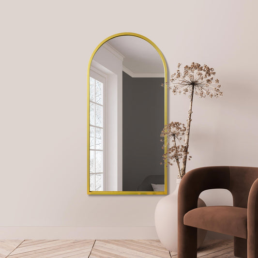 The Perry - Gold Framed Arched Leaner/Wall Mirror 55 X 27.5 (140CM X 70CM)