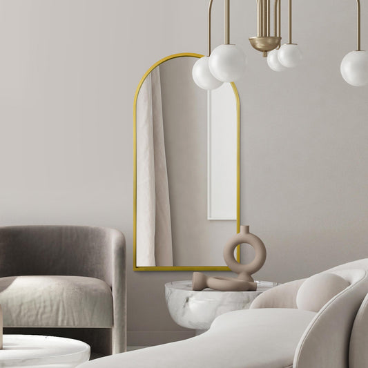 The Perry - Gold Framed Arched Leaner/Wall Mirror 63 X 31 (160CM X 80CM)
