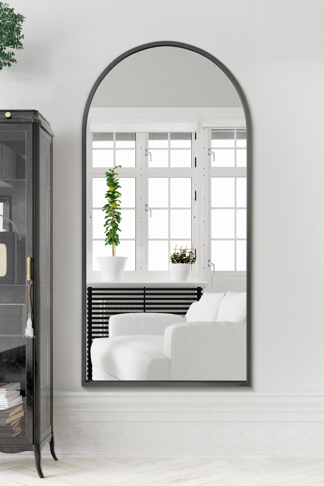The Perry - Black Framed Arched Leaner/Wall Mirror 71 X 35 (180CM X 90CM)