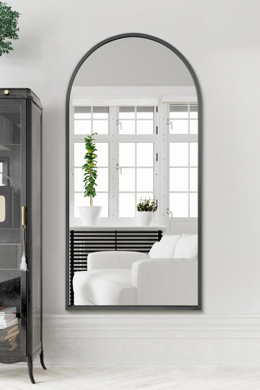 The Perry - Black Framed Arched Leaner/Wall Mirror 71 X 35 (180CM X 90CM)