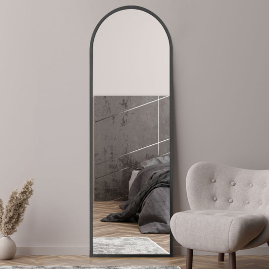 The Perry - Black Framed Arched Leaner/Wall Mirror 71 X 24 (180CM X 60CM)