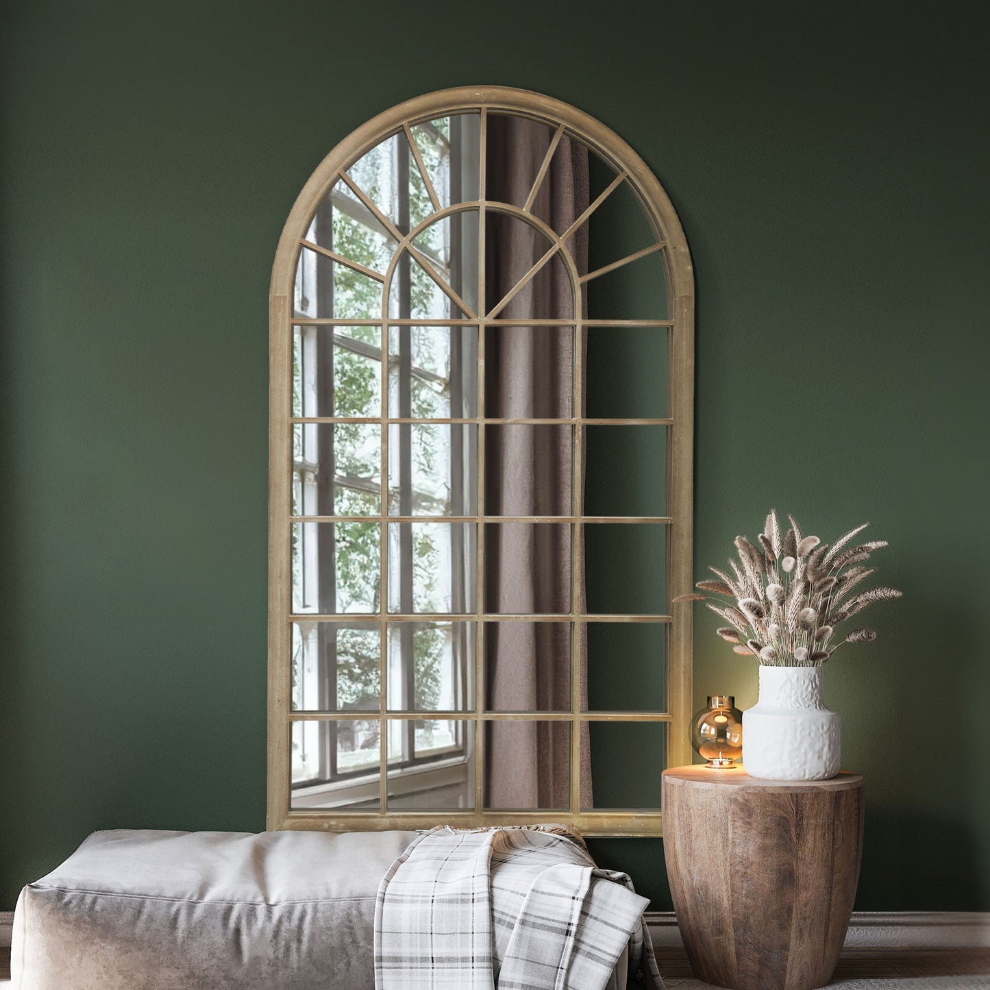 The Rosie - Large Country Arch Wall Mirror 71 x 40 (180x103cm) Sand Colour