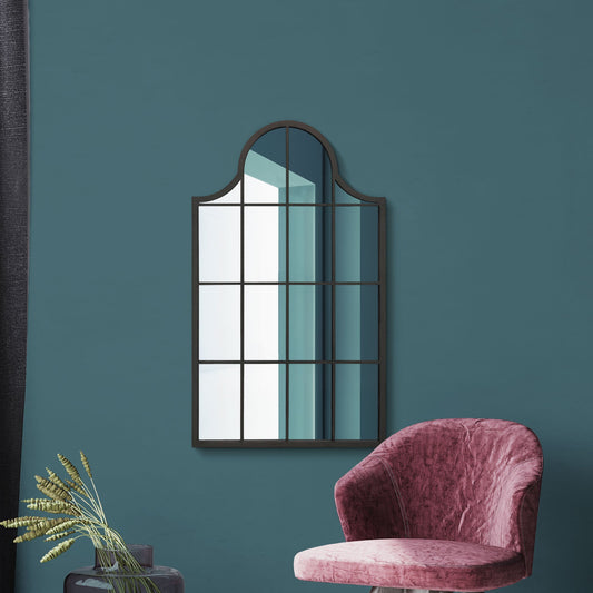 The Perry - Black Metal Framed Arched Wall Mirror 41 X 24 (104CM X 62CM)