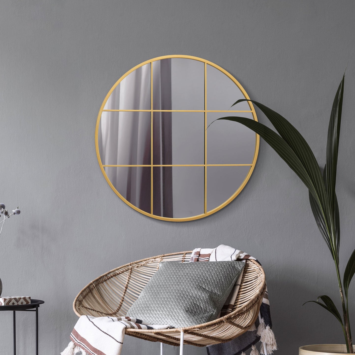 The Alora - Gold Metal Framed Round Window Wall Mirror 31 X 31 (80x80CM)