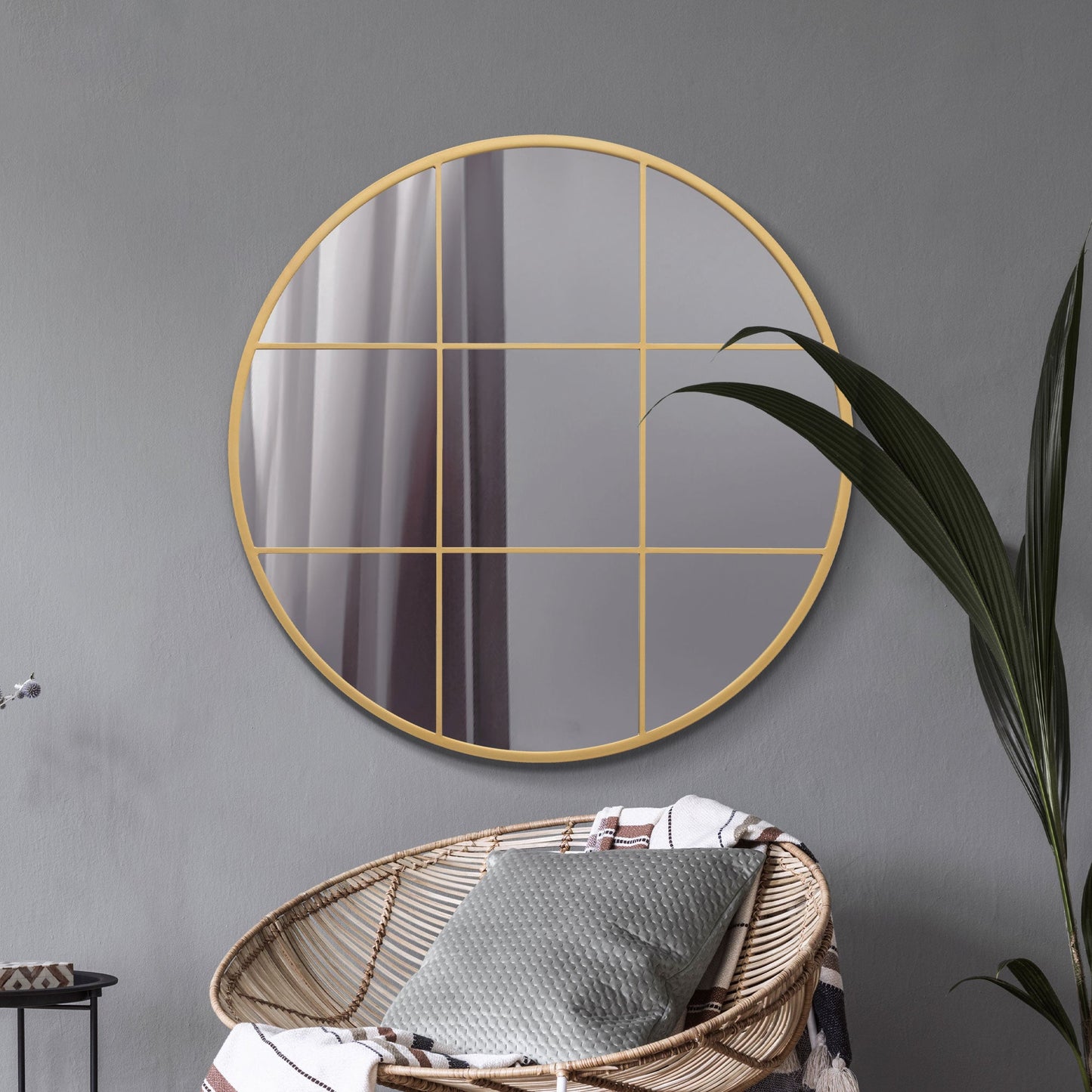 The Alora - Gold Metal Framed Round Window Wall Mirror 39 X 39 (100x100CM)