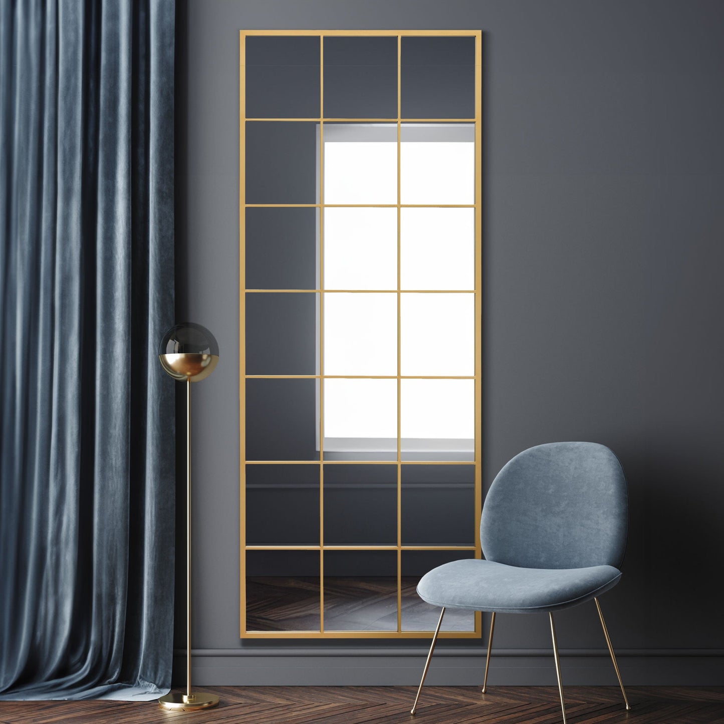 The Elma - Gold Modern Window Leaner / Wall Mirror 79 X 31 (200CM X 80CM)