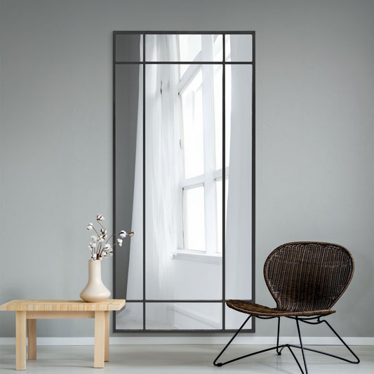 The Elma - Black Contemporary Wall and Leaner Mirror 71 X 33 (180 x 85CM)
