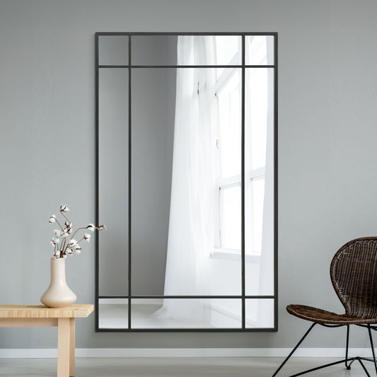The Elma - Black Contemporary Wall and Leaner Mirror 71 X 43 (180 x 110CM)