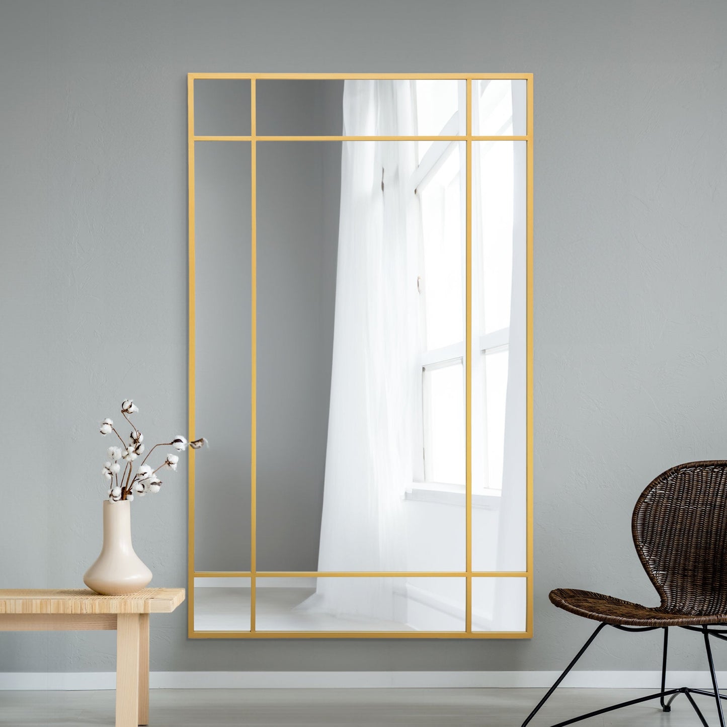 The Elma - Gold Contemporary Wall and Leaner Mirror 71 X 43 (180 x 110CM)