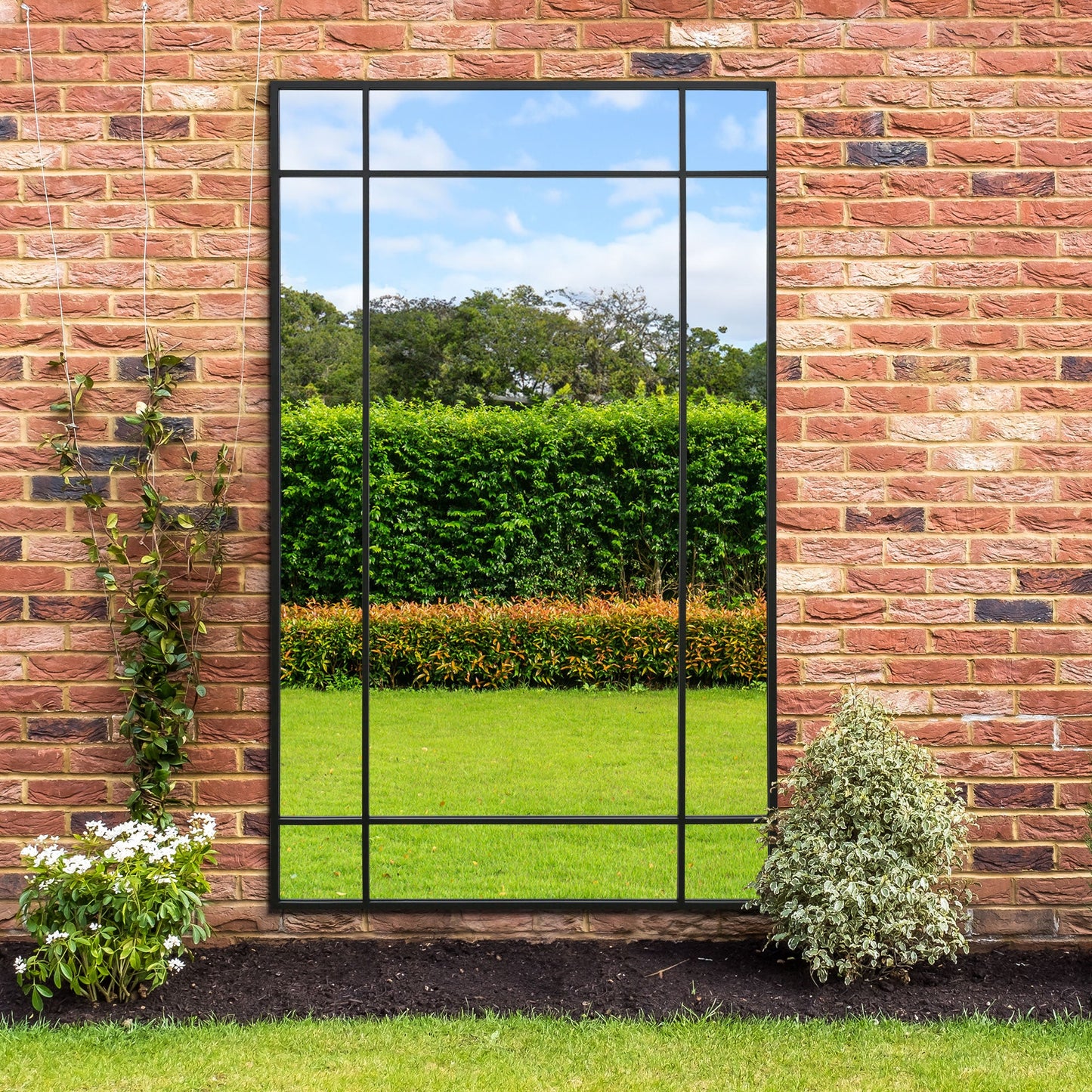 The Emery - Black Contemporary Wall & Leaner Garden Mirror 79x 47 200x120cm