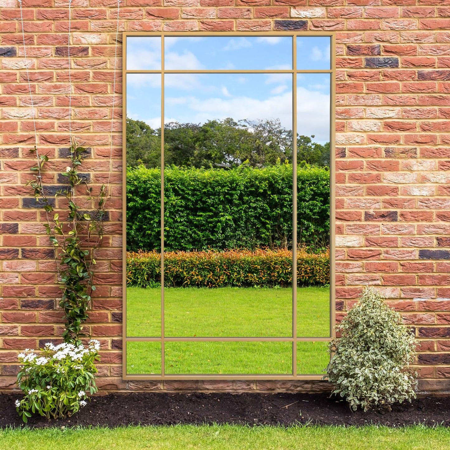 The Emery - Gold Contemporary Wall & Leaner Garden Mirror 79x 47 200x120cm