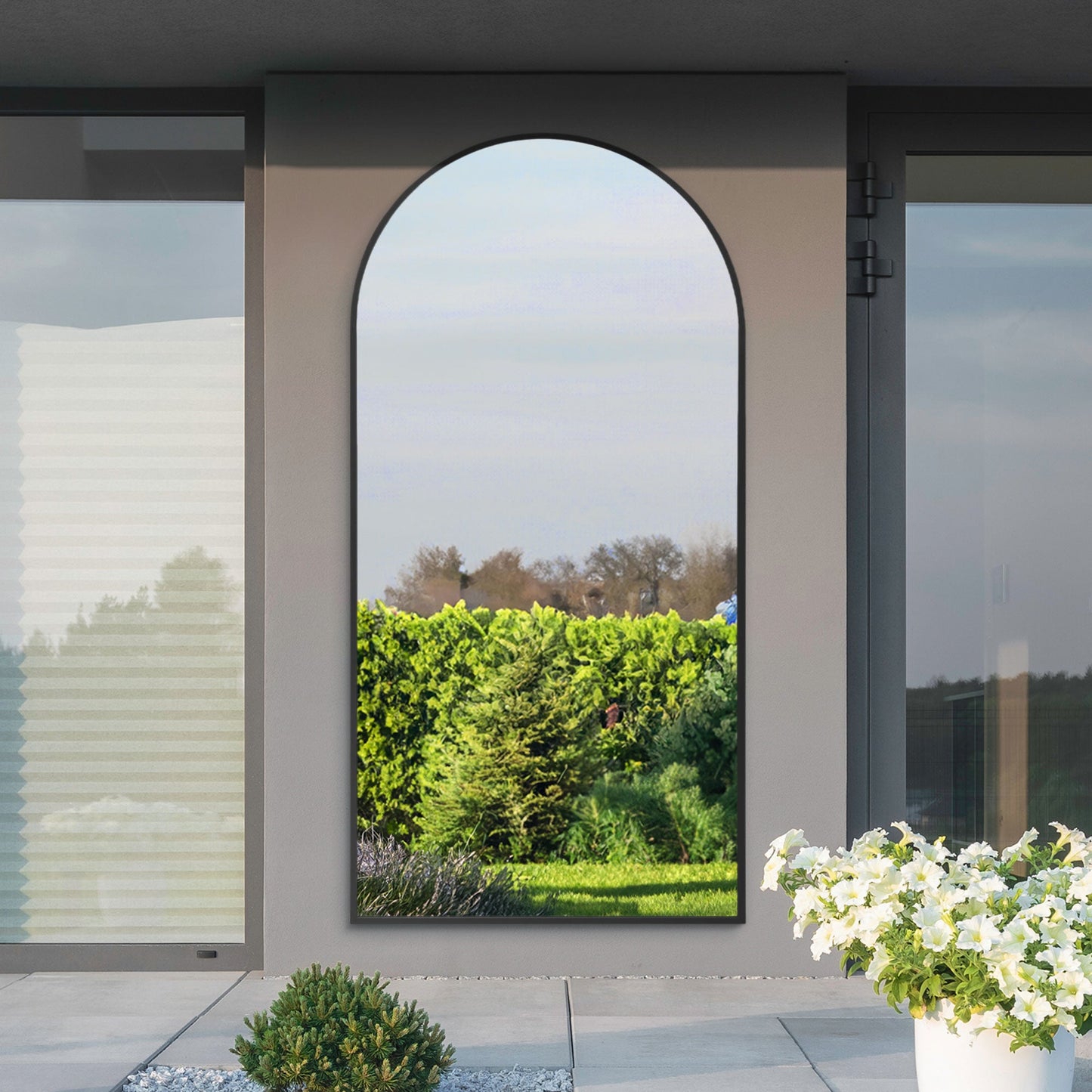 The Perry - Black Framed Arched Leaner/Wall Garden Mirror 79 x 39 (200x100CM)