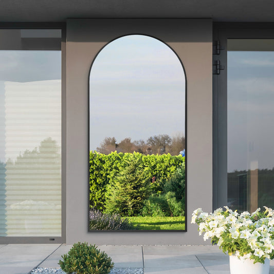 The Perry - Black Framed Arched Leaner/Wall Garden Mirror 79 x 39 (200x100CM)