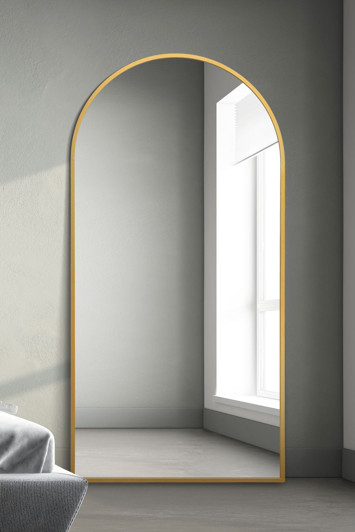 The Perry - Gold Framed Arched Leaner/Wall Mirror 79 X 39 (200CM X 100CM)