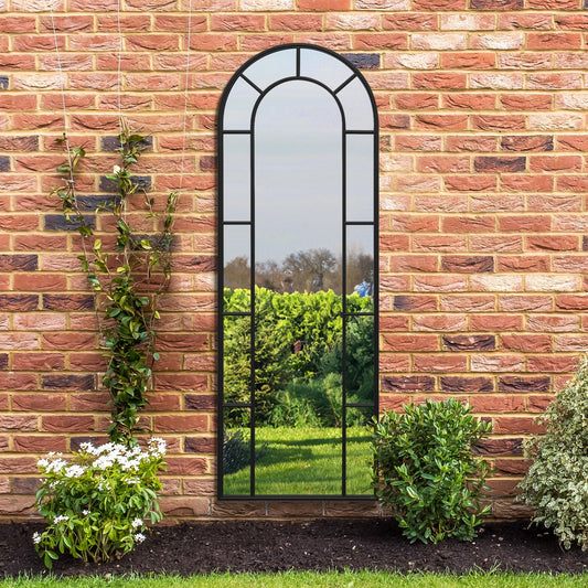 The Perry - Black Framed Arched Leaner Garden Wall Mirror 67 X 24 (170CM X 60CM)