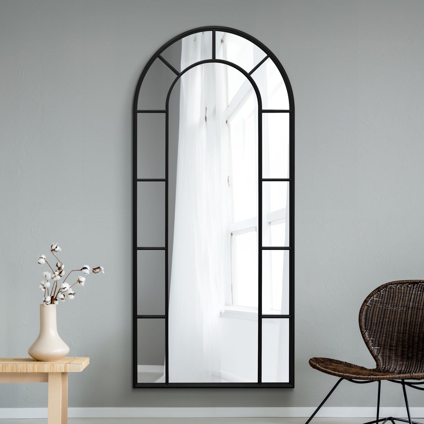 The Perry - Black Framed Arched Leaner/Wall Mirror 75 X 33 (190CM X 85CM)