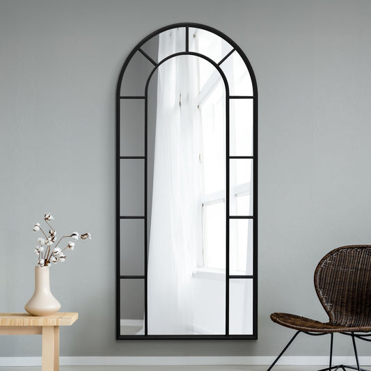 The Perry - Black Framed Arched Leaner/Wall Mirror 75 X 33 (190CM X 85CM)