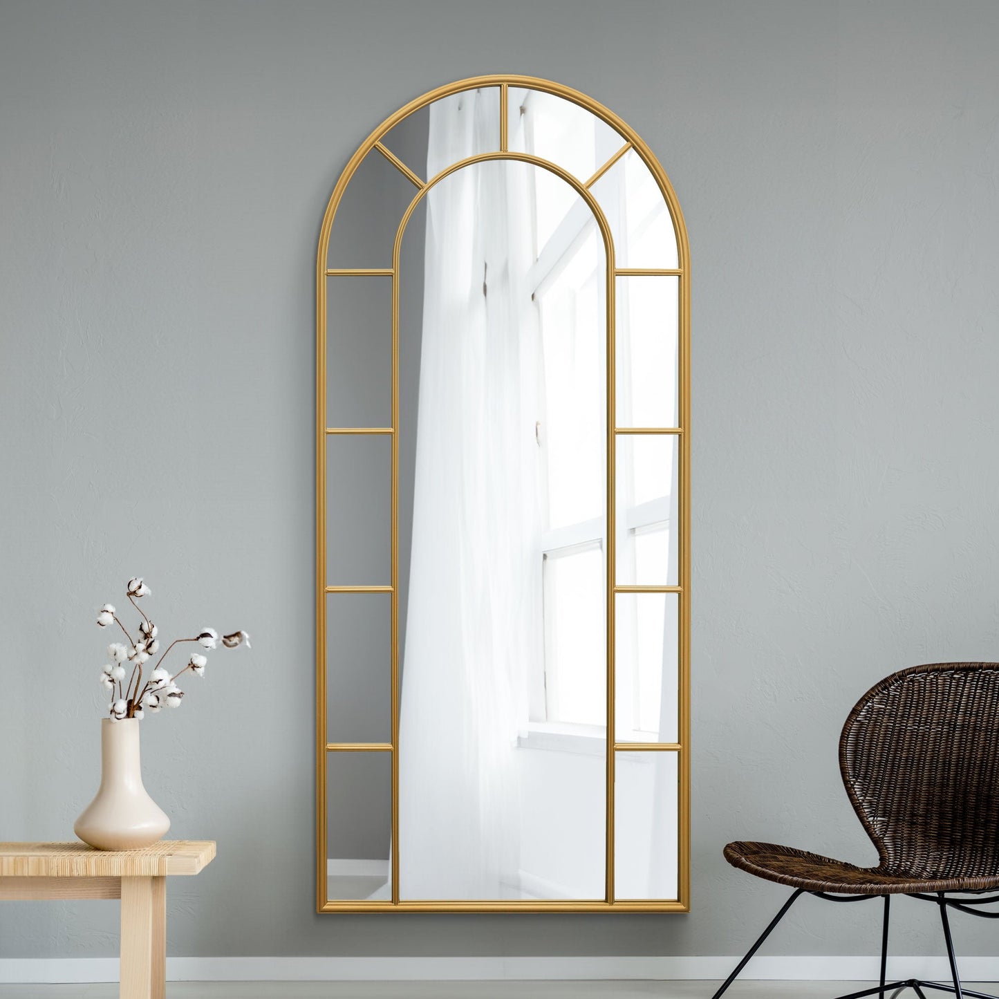 The Perry - Gold Framed Arched Leaner/Wall Mirror 75 X 33 (190CM X 85CM)