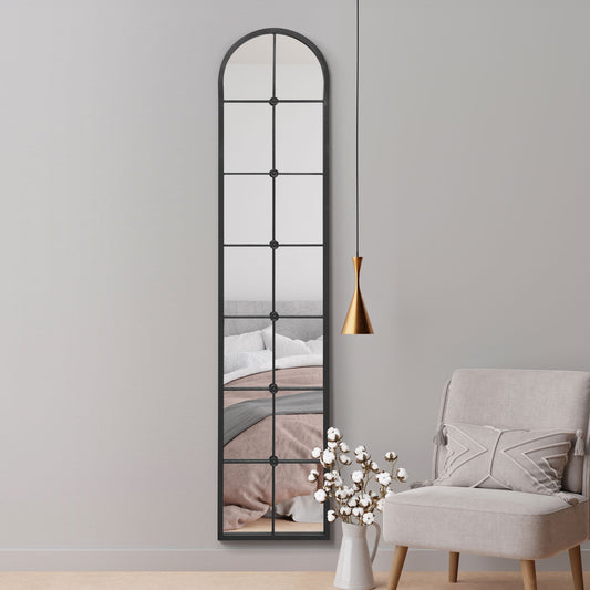 The Perry - Black Framed Arched Leaner Wall Mirror 75 X 16 (190CM X 40CM)