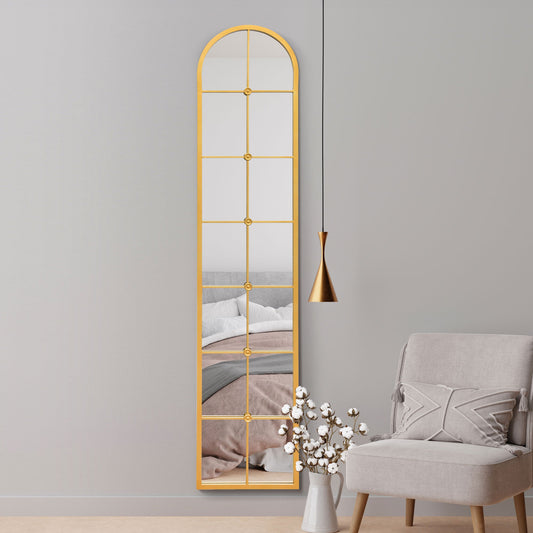 The Perry - Gold Framed Arched Leaner Wall Mirror 75 X 16 (190CM X 40CM)