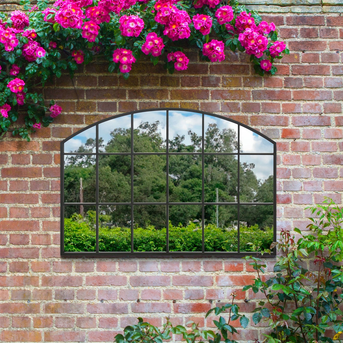 The Perry - Black Framed Arched Wall Garden Mirror 43 X 29 (110CM X 75CM)
