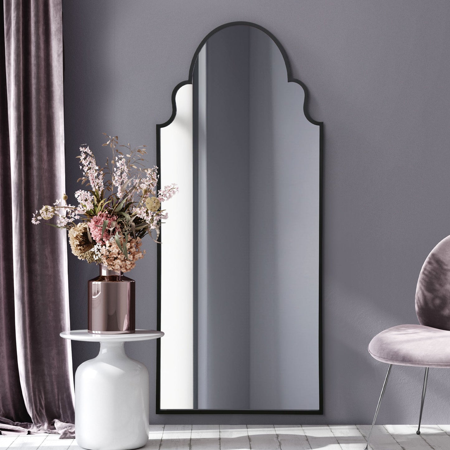 The Perry - Black Framed Arched Leaner/Wall Mirror 79 X 33 (200CM X 85CM)
