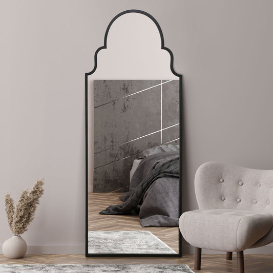The Perry - Black Framed Arched Leaner/Wall Mirror 71 X 28 (180CM X 70CM)