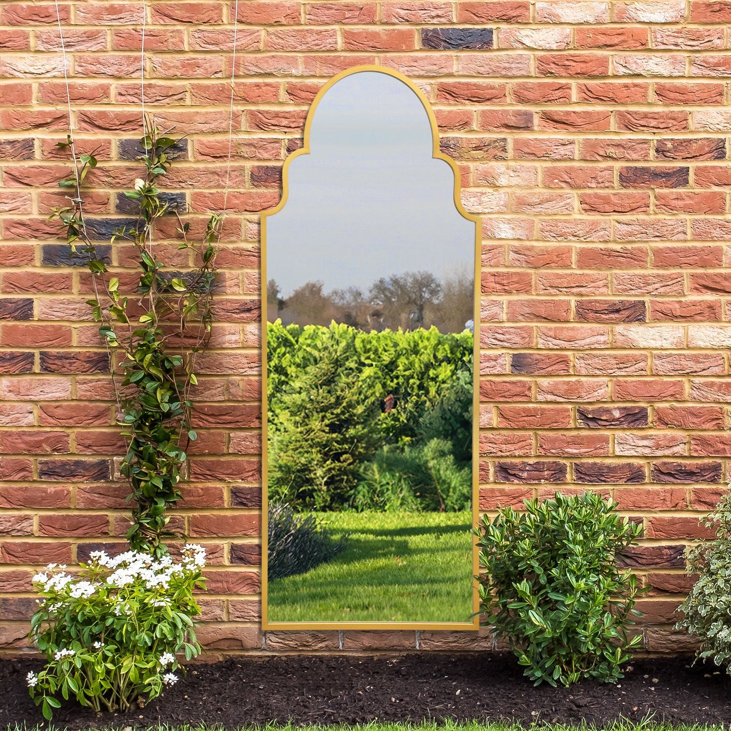 The Perry - Gold Framed Arched Leaner/Wall Garden Mirror 71 x 28 (180x70CM)