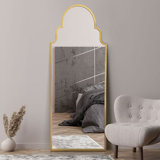 The Perry - Gold Framed Arched Leaner/Wall Mirror 71 X 28 (180CM X 70CM)