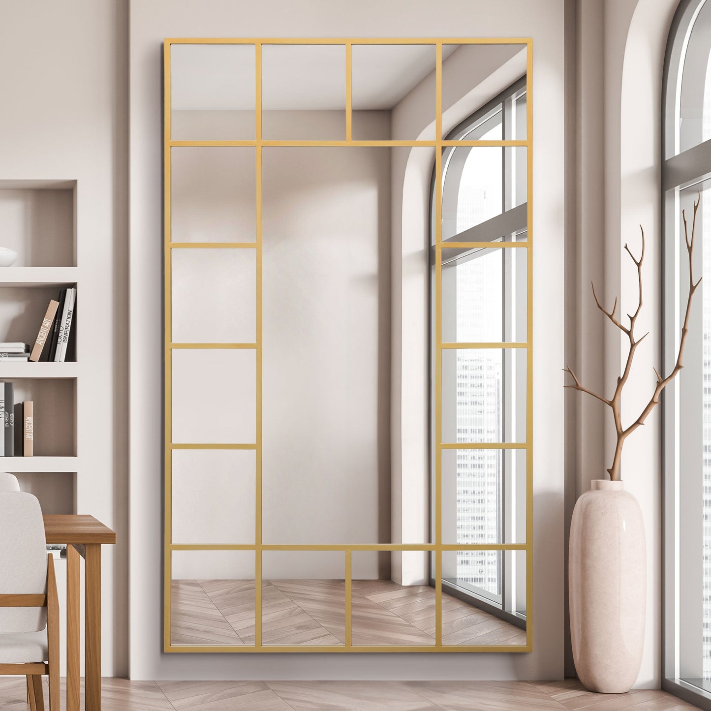 The Elma - Gold Modern Wall and Leaner Mirror 79 X 47 (200 x 120CM)