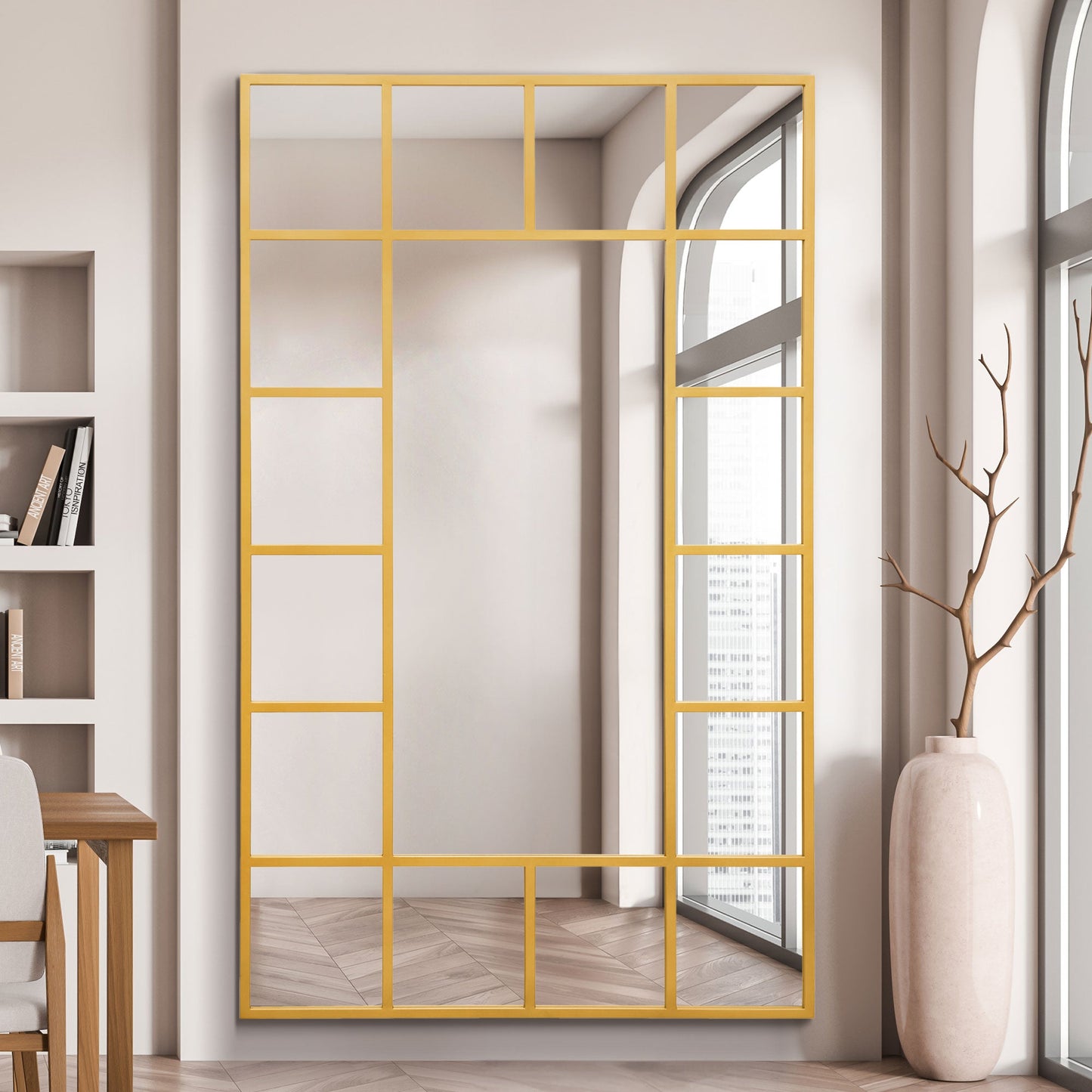 The Elma - Gold Modern Wall and Leaner Mirror 71 X 43 (180 x 110CM)