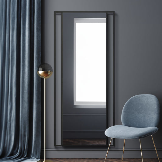 The Elma - Black Modern Wall and Leaner Mirror 71 X 31 (180 x 80CM)