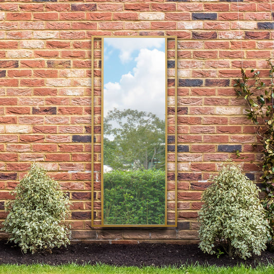The Emery - Gold Modern Wall & Leaner Garden Mirror 71x 31 180x80cm