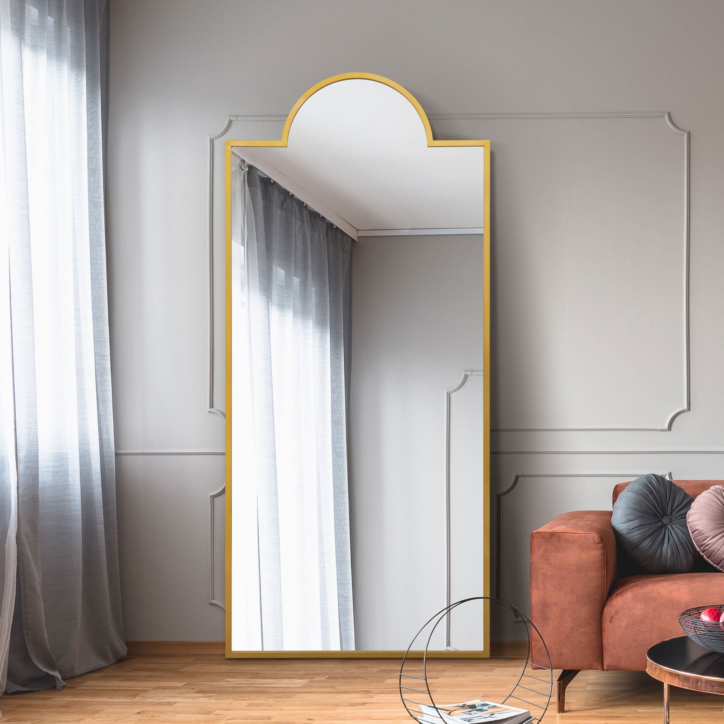 The Elma - Gold Modern Wall and Leaner Mirror 75 X 33 (190 x 85CM)