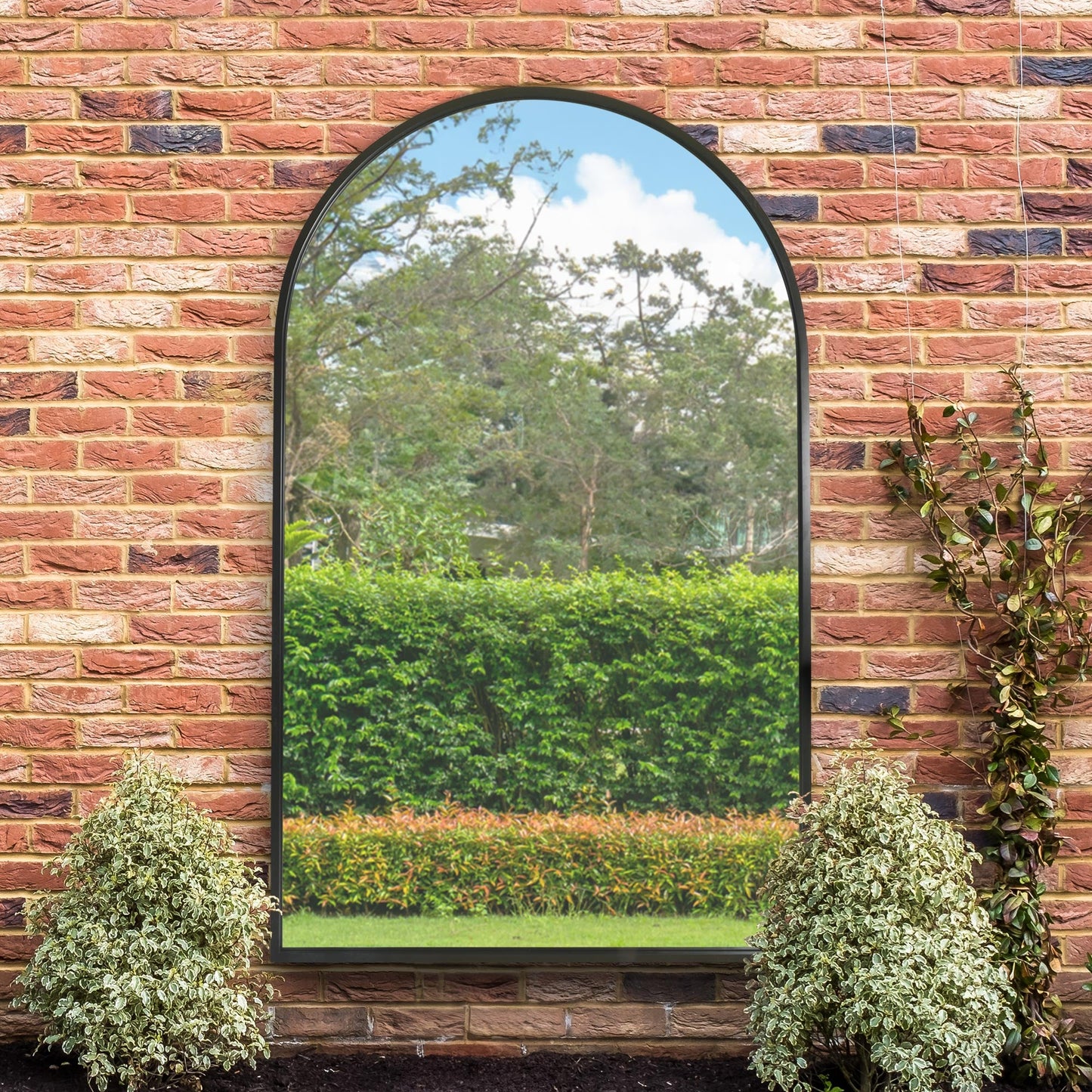 The Perry - Black Framed Arched Leaner/Wall Garden Mirror 75 x 47 (190x120CM)